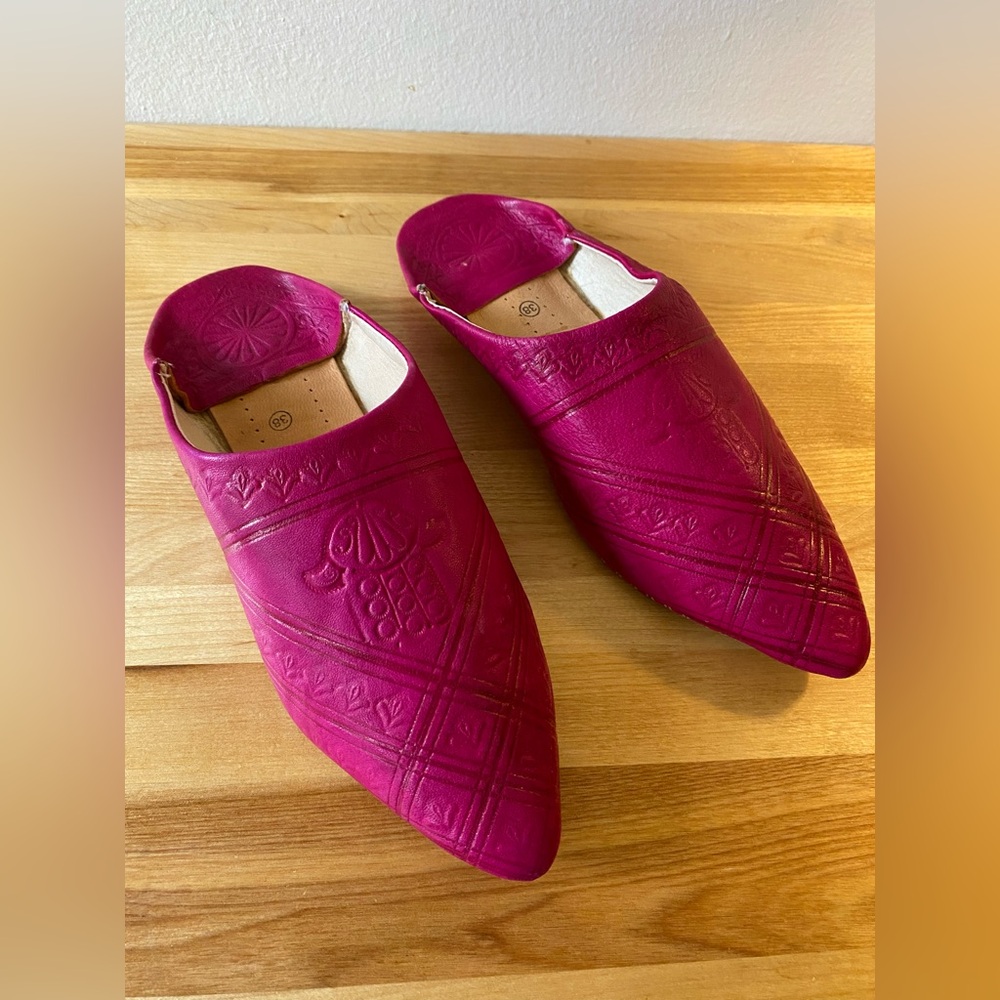 Vrai Cuir Moroccan Babouche Mule Slippers